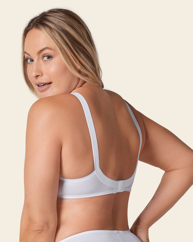 Extra coverage support wireless bra with lace cups