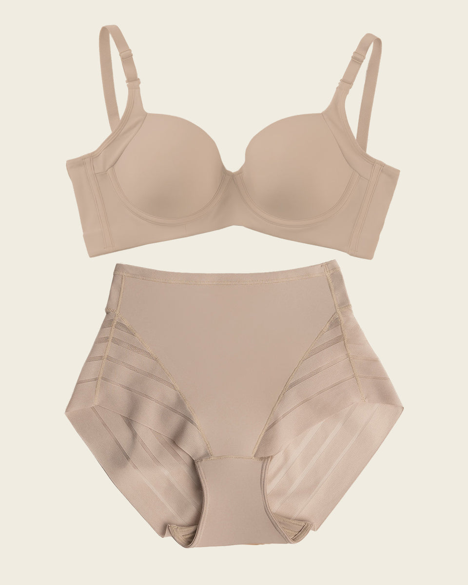 Set le plus vendu : High Profile Bra + Stripe Undetectable Panty en Marron Clair