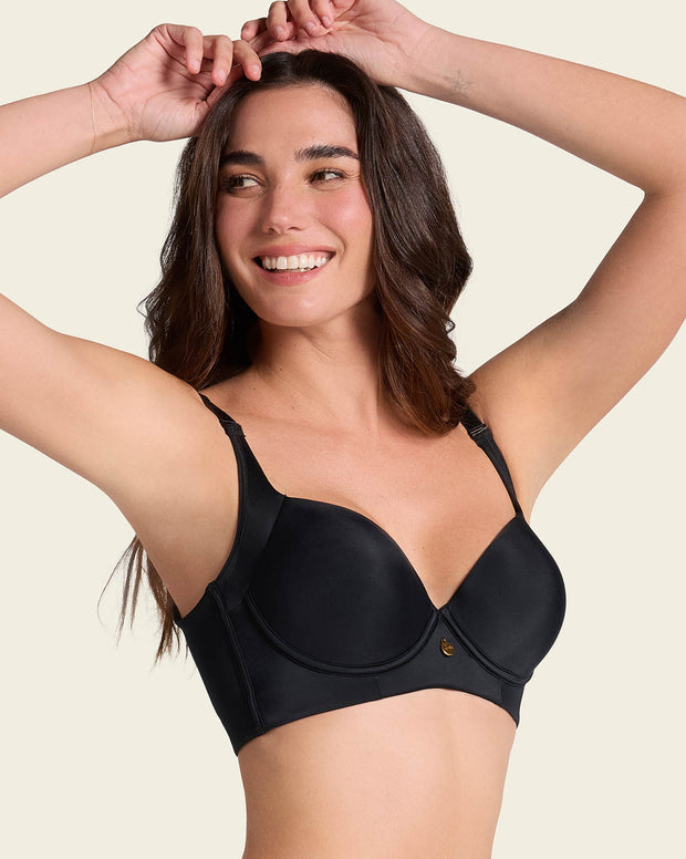 High profile back smoothing bra with soft full coverage cups
