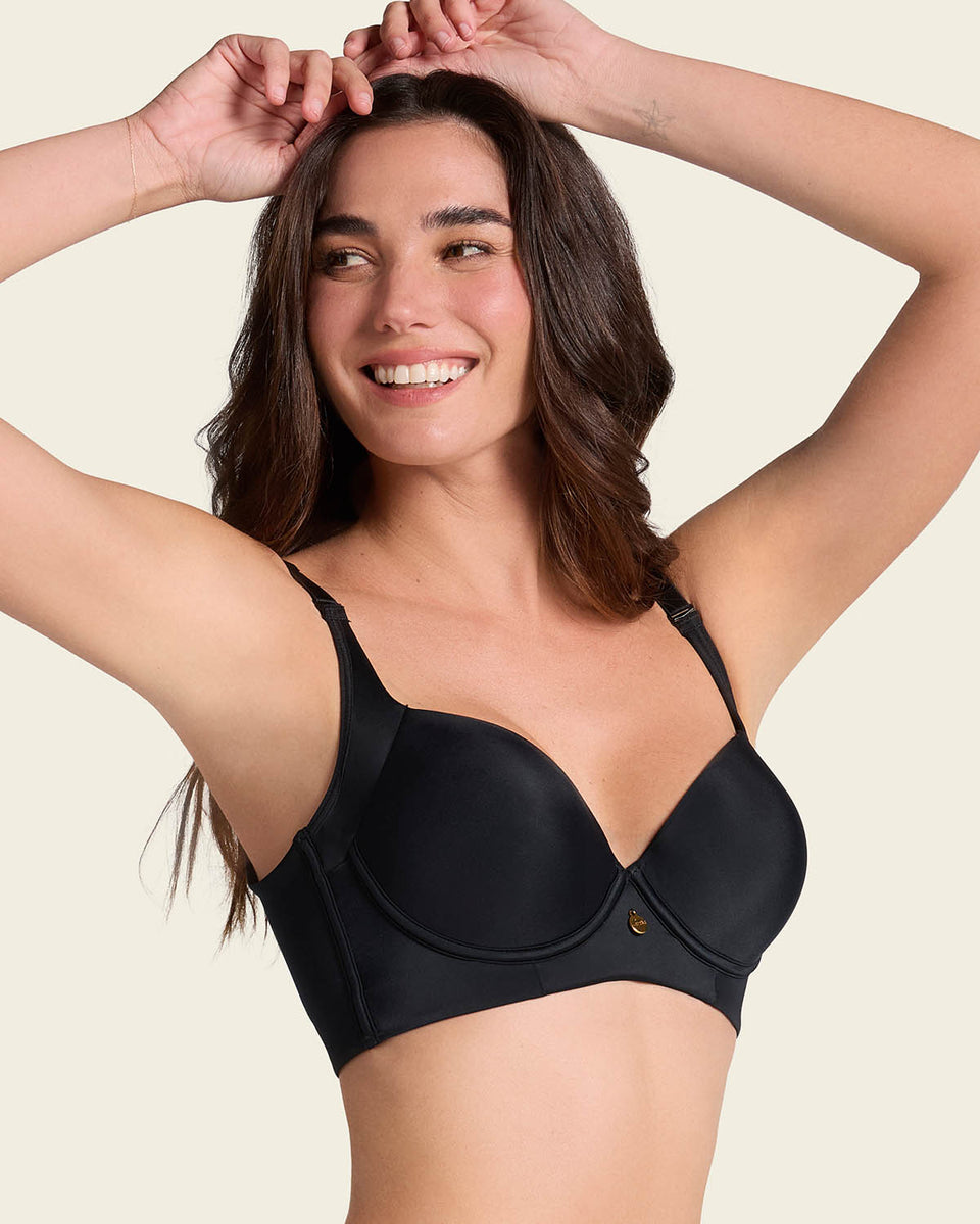 High profile back smoothing bra with soft full coverage cups