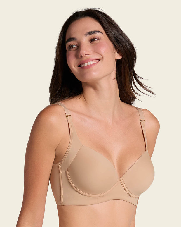 High profile back smoothing bra with soft full coverage cups