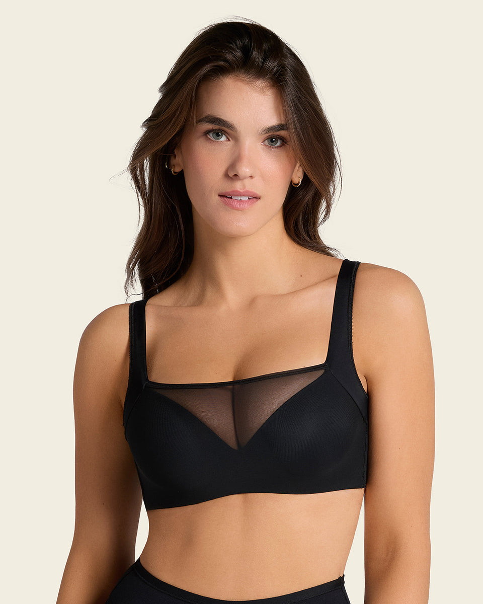 Mesh front contouring bra