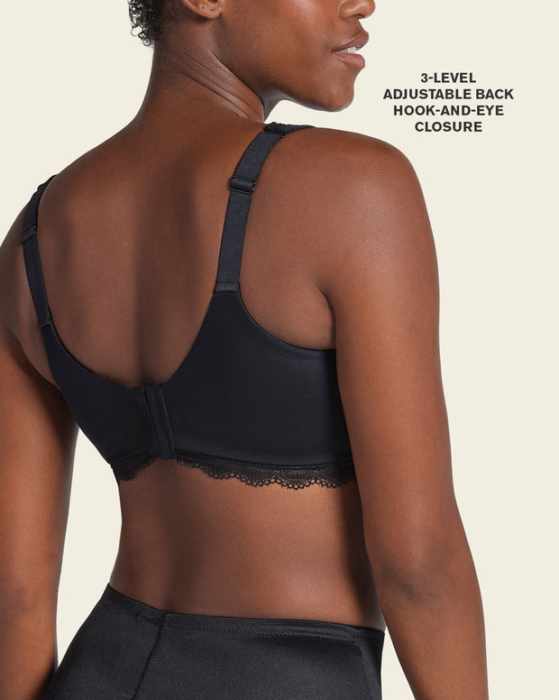 Deep coverage bra: soft lightly-lined lace underwire bra