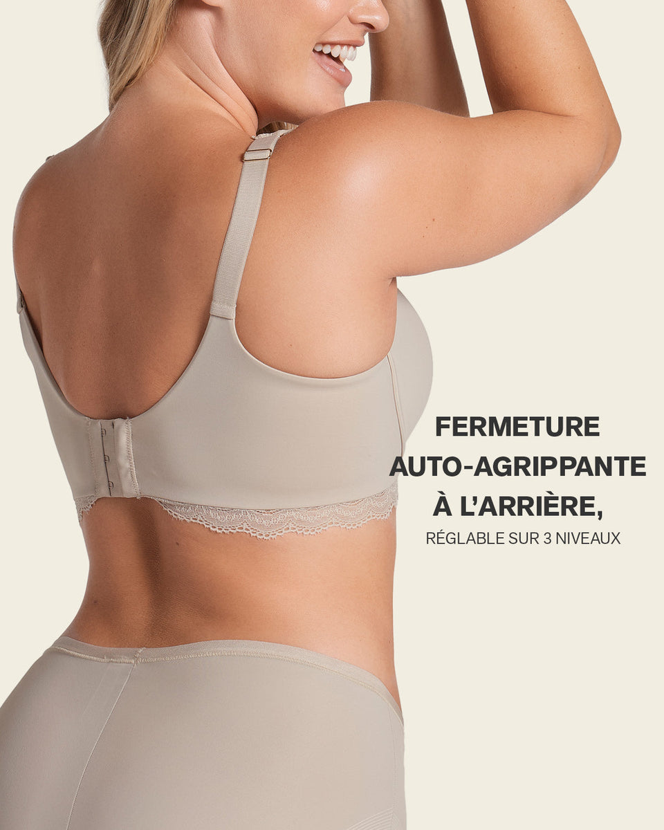 Deep coverage bra: soft lightly-lined lace underwire bra