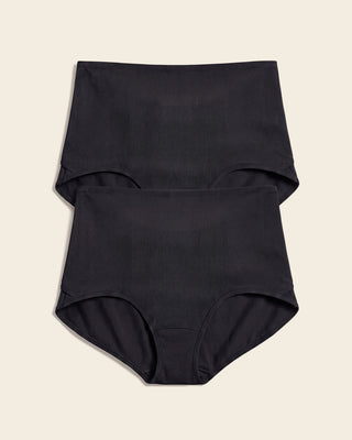Firm compression postpartum panty with adjustable belly wrap#color_700-black