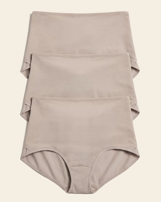 Firm compression postpartum panty with adjustable belly wrap