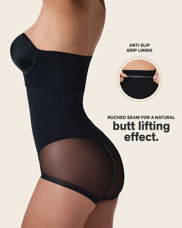 Extra high-waisted sheer bottom sculpting shaper panty