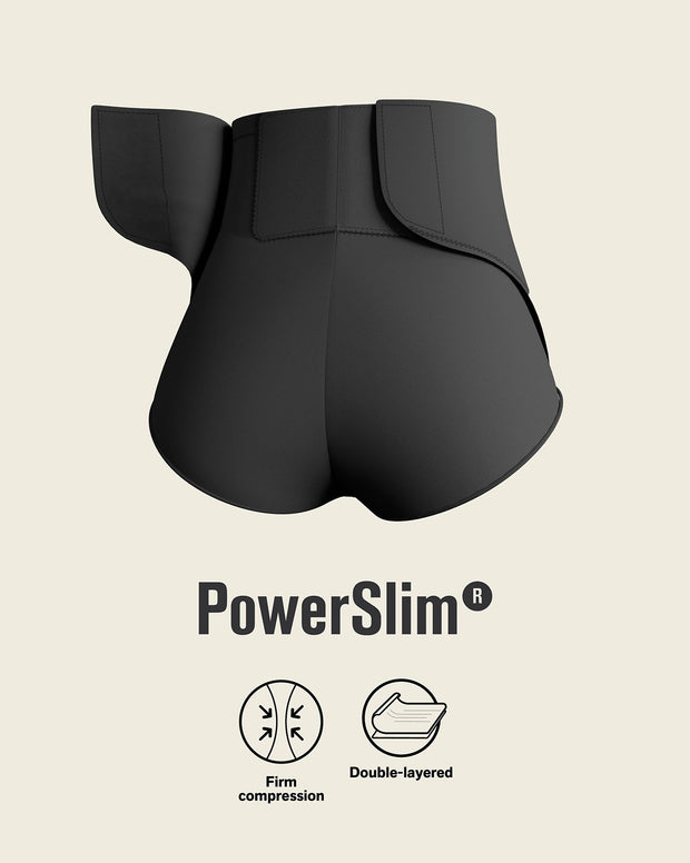 High-waisted firm compression postpartum panty with adjustable belly wrap