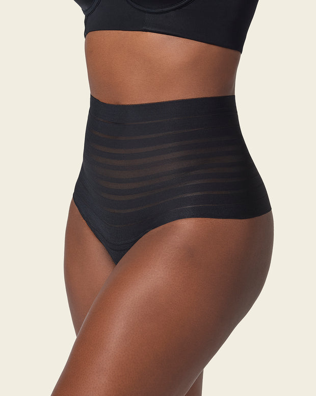 Lace stripe high-waisted cheeky hipster panty