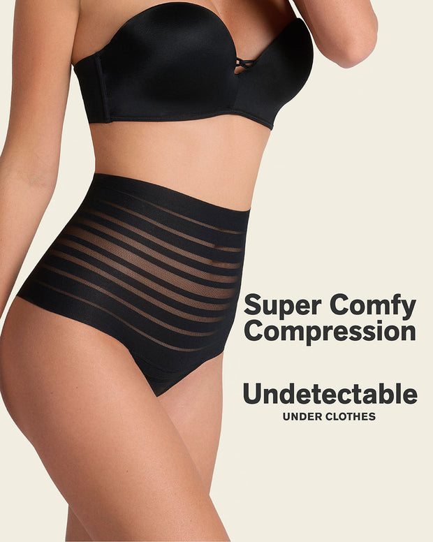 Lace stripe high-waisted cheeky hipster panty