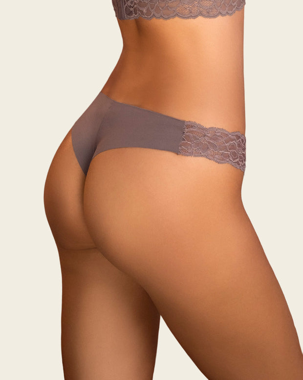 Lace Side Seamless Thong Panty