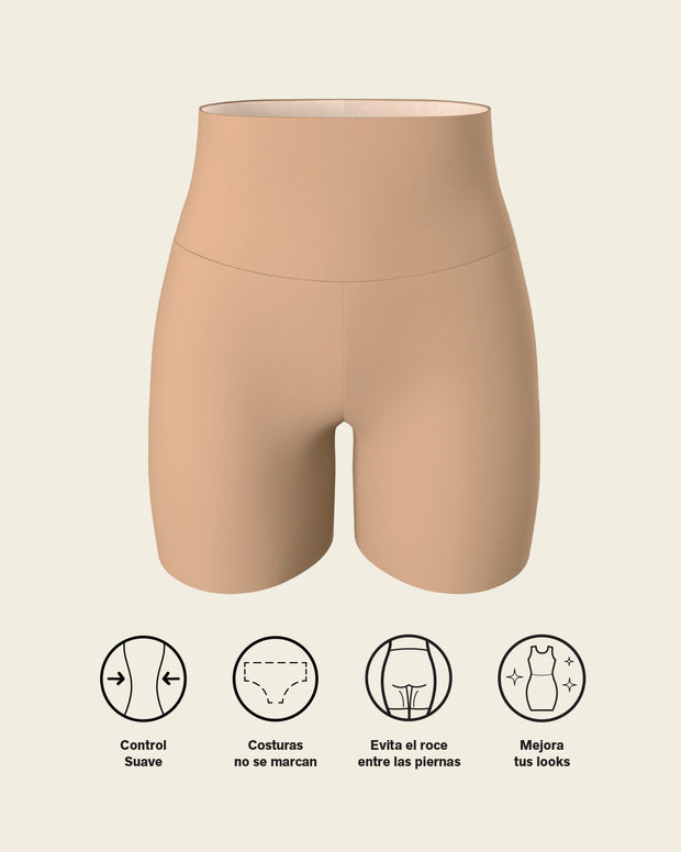 Stay-in-place seamless slip short