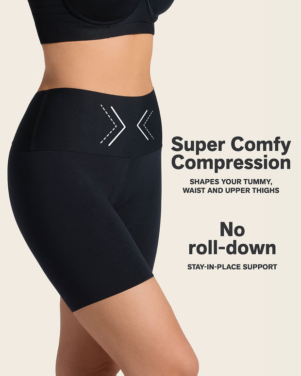 Stay-in-place seamless slip short
