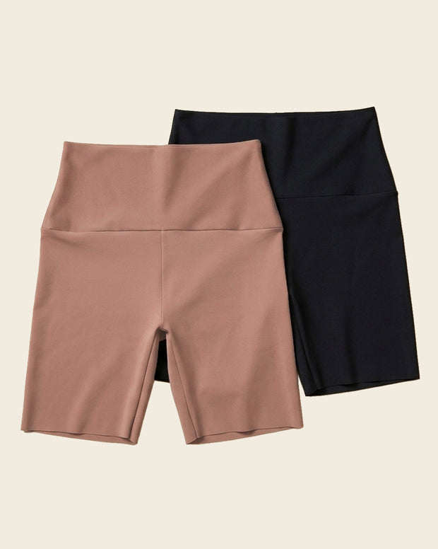 Stay-in-place seamless slip short