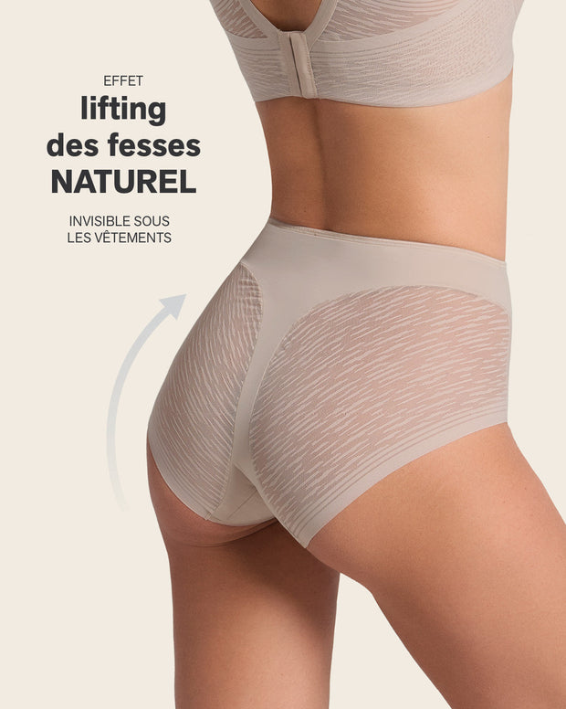 High-waisted sheer lace shaper panty