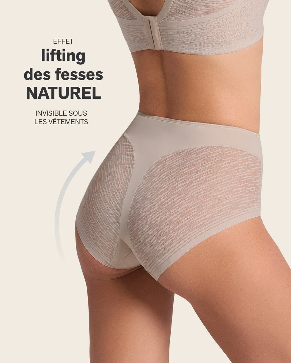 High-waisted sheer lace shaper panty