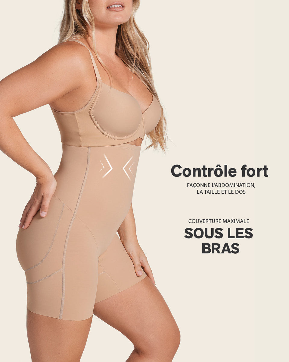 Strapless sculpting step-in body shaper with short bottom