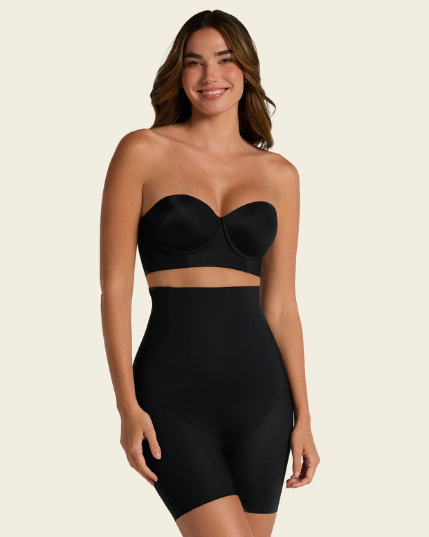Strapless sculpting step-in body shaper with short bottom