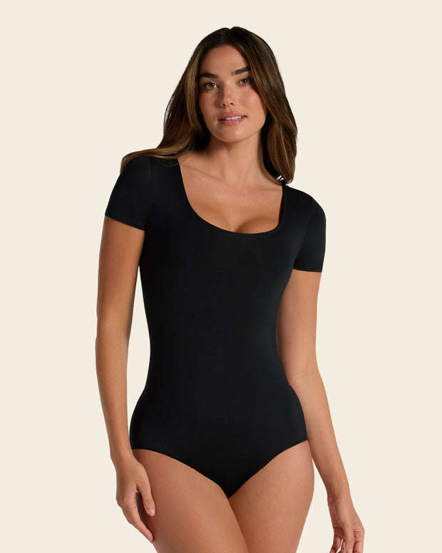 Short Sleeve Round Neck Shaper Bodysuit
