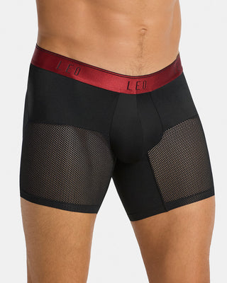 High-Tech Mesh Boxer Brief with Ergonomic Pouch#color_b15-black-with-red-elastic
