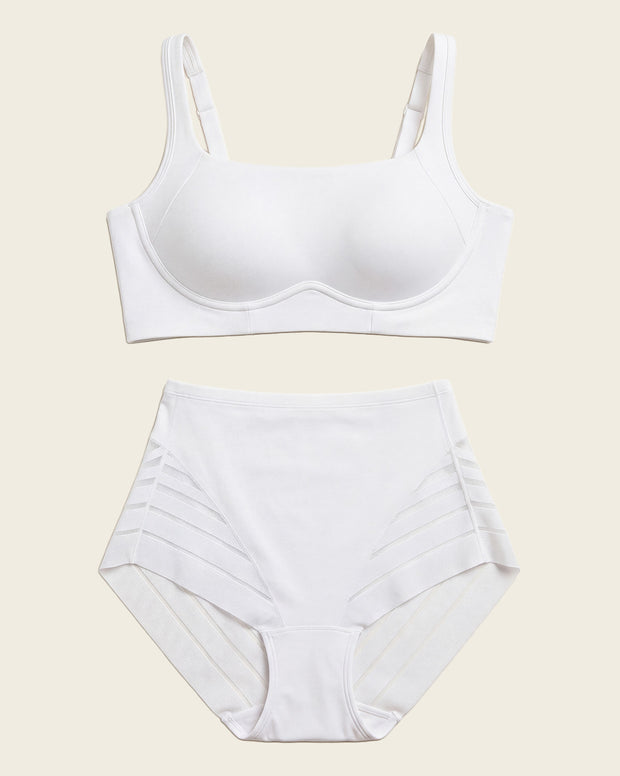 Everyday Bra + Stripe Undetectable Shaper Culotte en Blanc