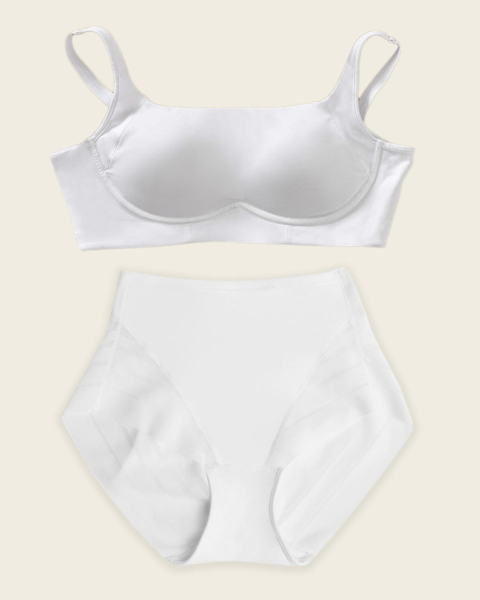 Everyday Bra + Stripe Undetectable Shaper Panty en Blanc
