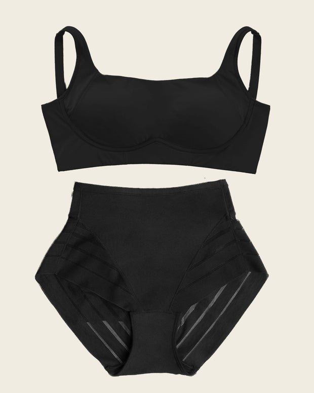 Everyday Bra + Stripe Undetectable Shaper Culotte en Noir