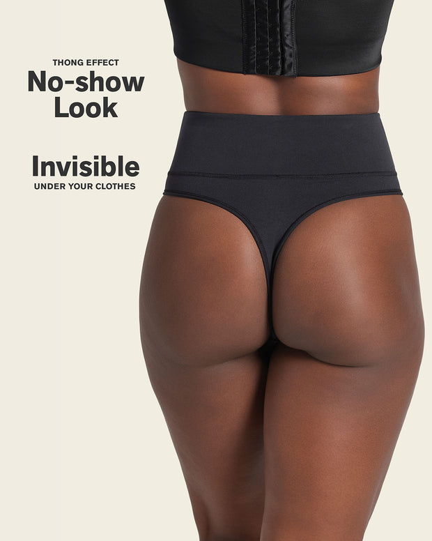 High-waisted seamless moderate shaper thong panty