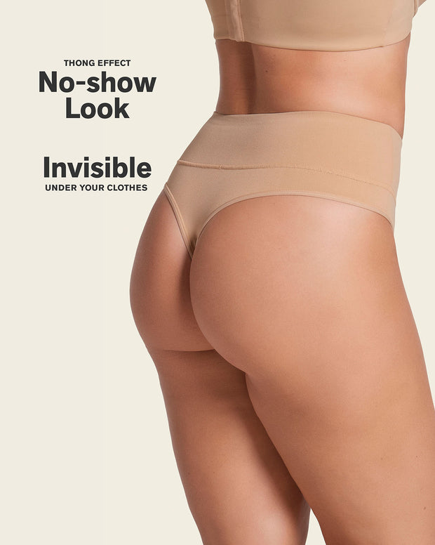 High-waisted seamless moderate shaper thong panty