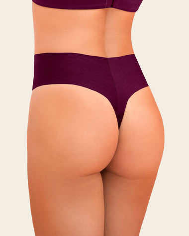 High-Waisted Invisible Microfiber Thong Panty#color_466-midnight-plum