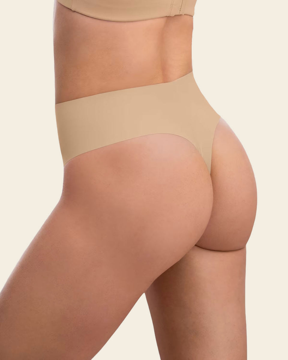 High-Waisted Invisible Microfiber Thong Panty