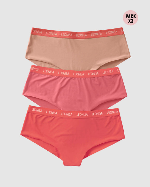 3-pack logo waistband soft cheeky panties