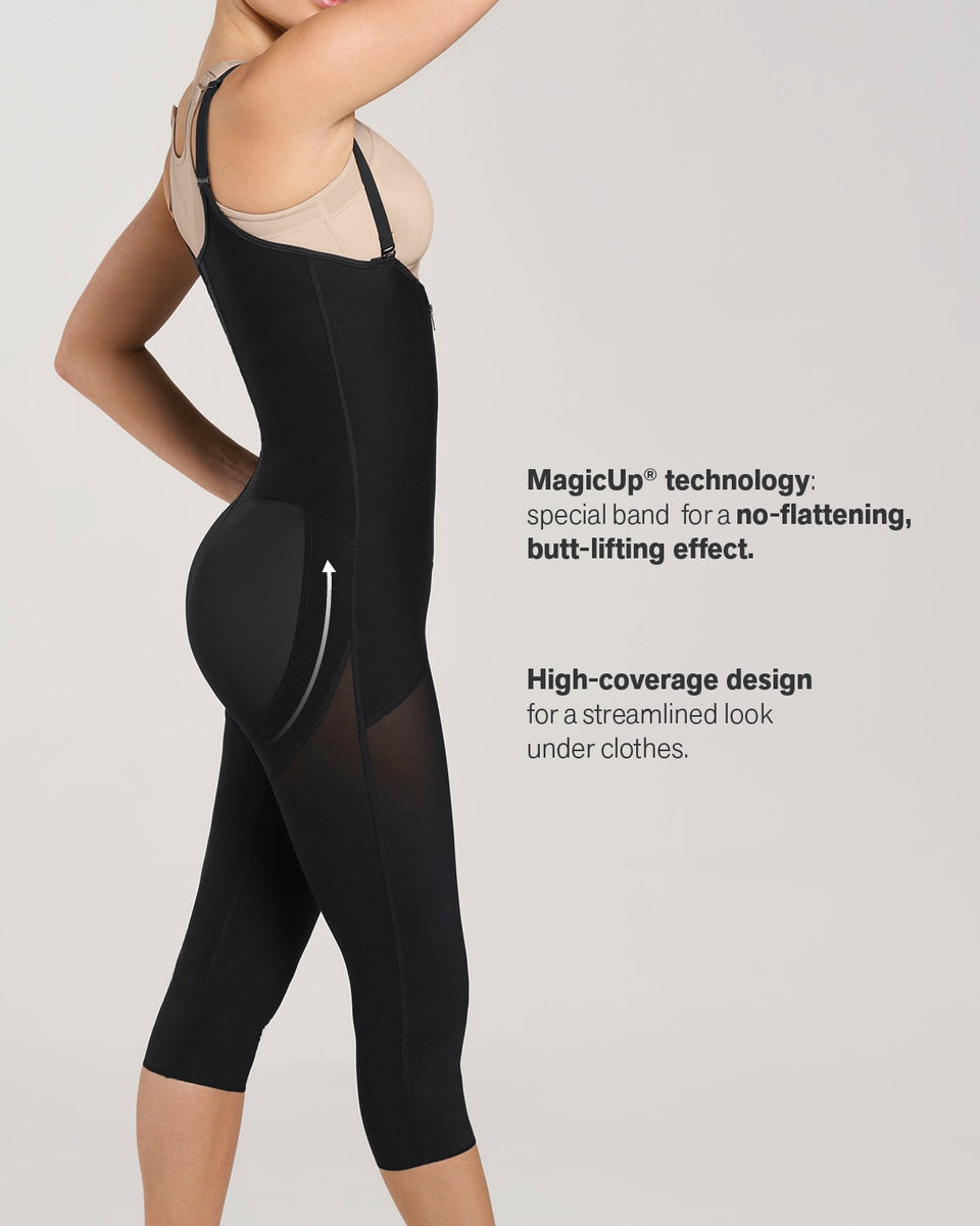 Hook-and-zip mid-calf sculpting body shaper