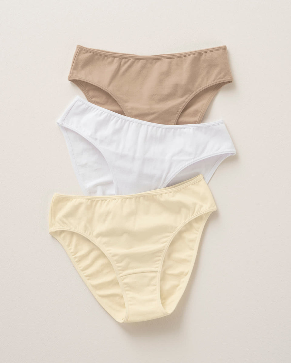 3-Pack cotton brief panties with tummy coverage