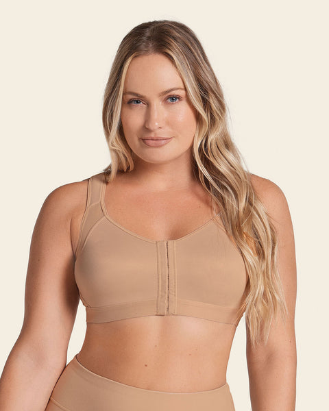 Post-Surgical Wireless Bra with Front Closure#color_801-golden-beige