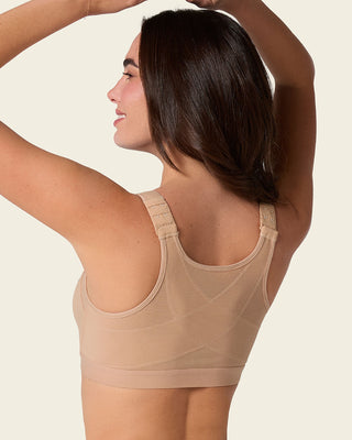 Multi/functional back support posture corrector wireless bra#color_801-golden-beige