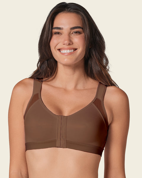 Multi/functional back support posture corrector wireless bra#color_875-dark-brown