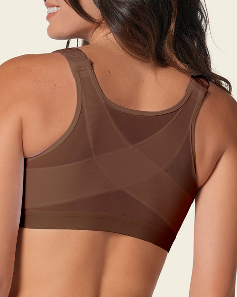 Multi/functional back support posture corrector wireless bra#color_875-dark-brown