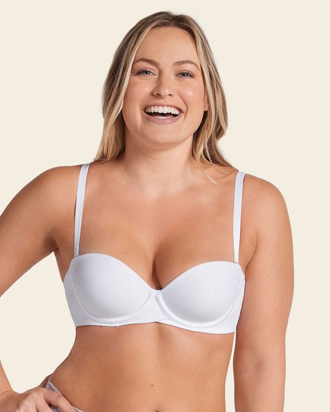 Double push-up strapless petite bra#color_000-white