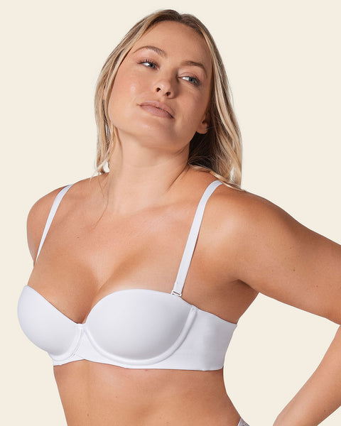 Double push-up strapless petite bra#color_000-white