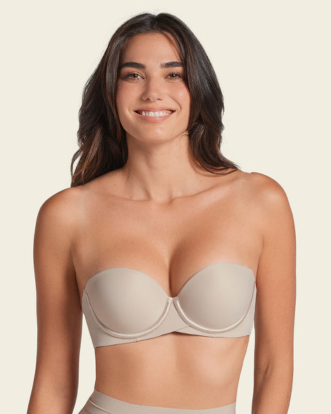Soutien-gorge sans bretelles à double rembourrage qui augmente la
