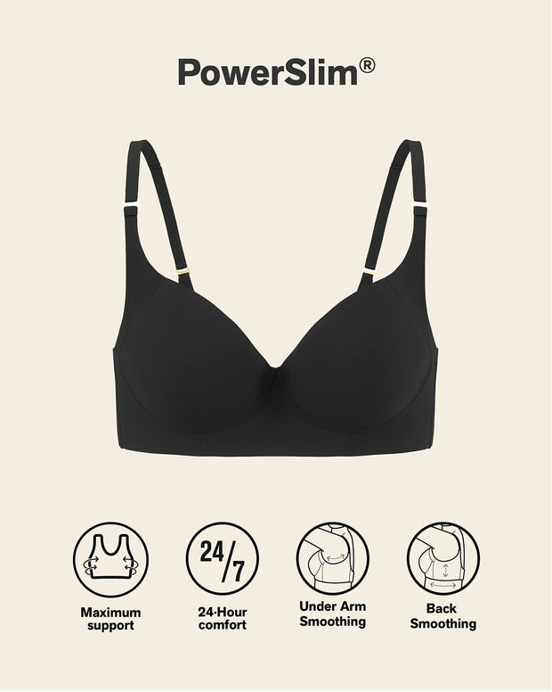 High profile back smoothing bra with soft full coverage cups