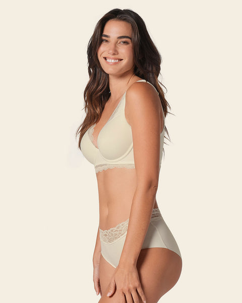 Deep coverage bra: soft lightly-lined lace underwire bra#color_253-ivory