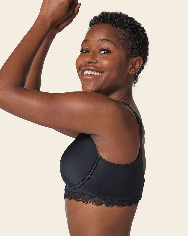 Deep coverage bra: soft lightly-lined lace underwire bra