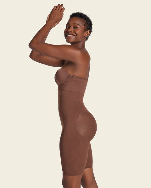 Invisible extra high-waisted shaper short#color_875-dark-brown