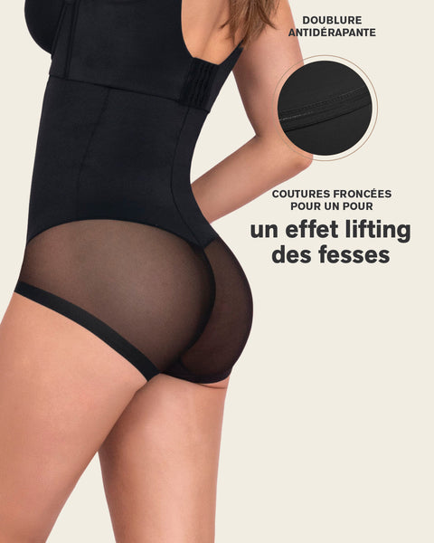 Extra high-waisted sheer bottom sculpting shaper panty#color_700-black