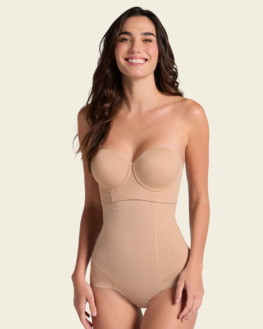 Extra high-waisted sheer bottom sculpting shaper panty#color_801-golden-beige