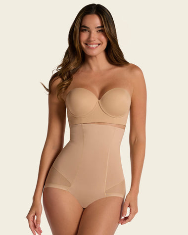 Extra high-waisted sheer bottom sculpting shaper panty#color_801-golden-beige