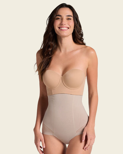 Extra high-waisted sheer bottom sculpting shaper panty#color_802-nude