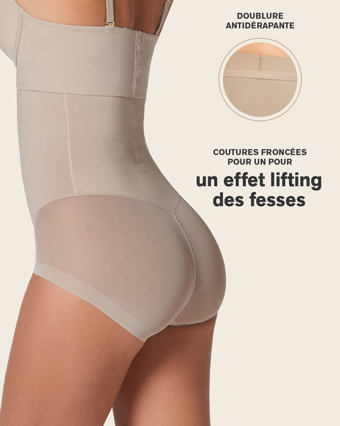 Extra high-waisted sheer bottom sculpting shaper panty#color_802-nude